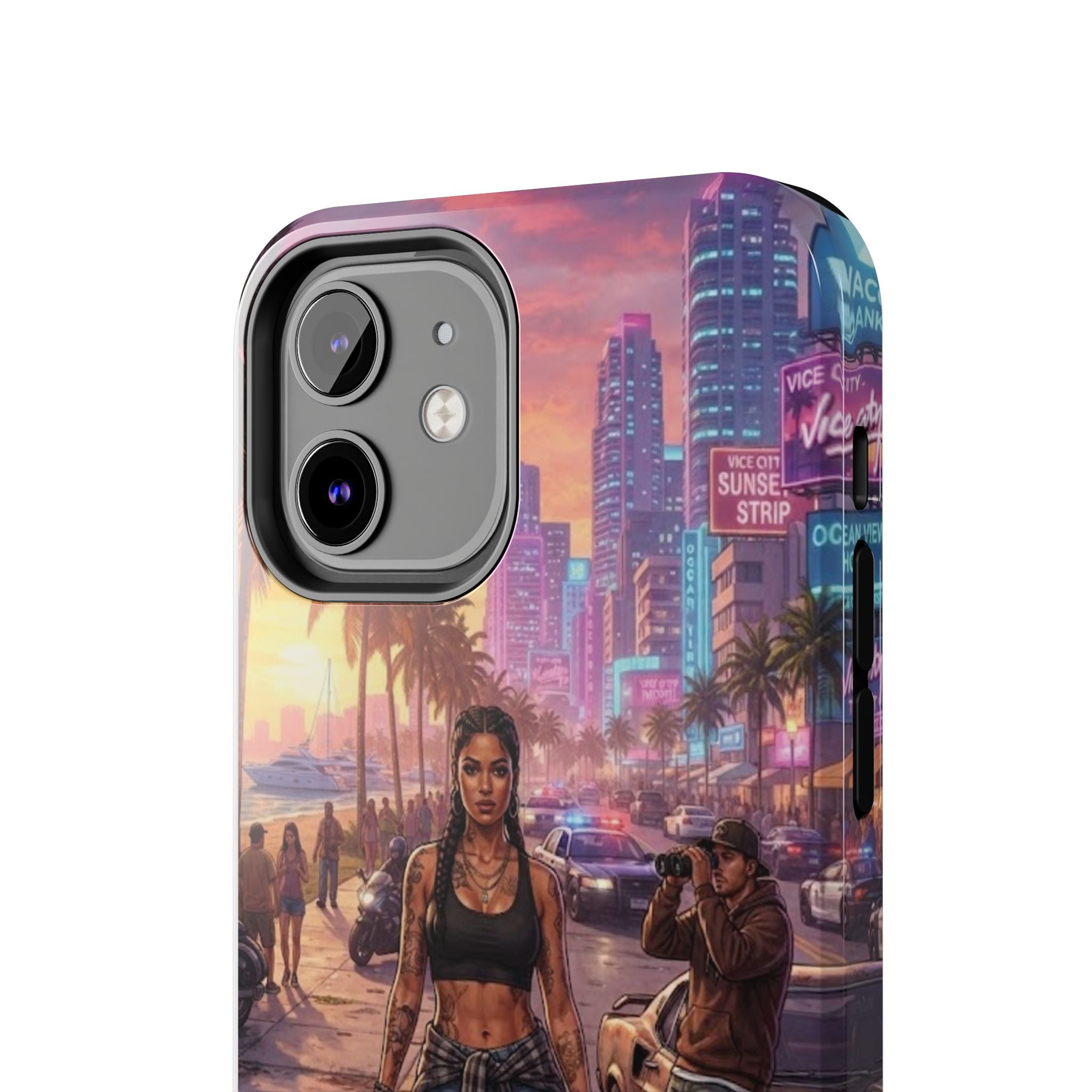 Tough Phone Case — Retro Sunset Miami Vibes with Palm Trees & Classic Car