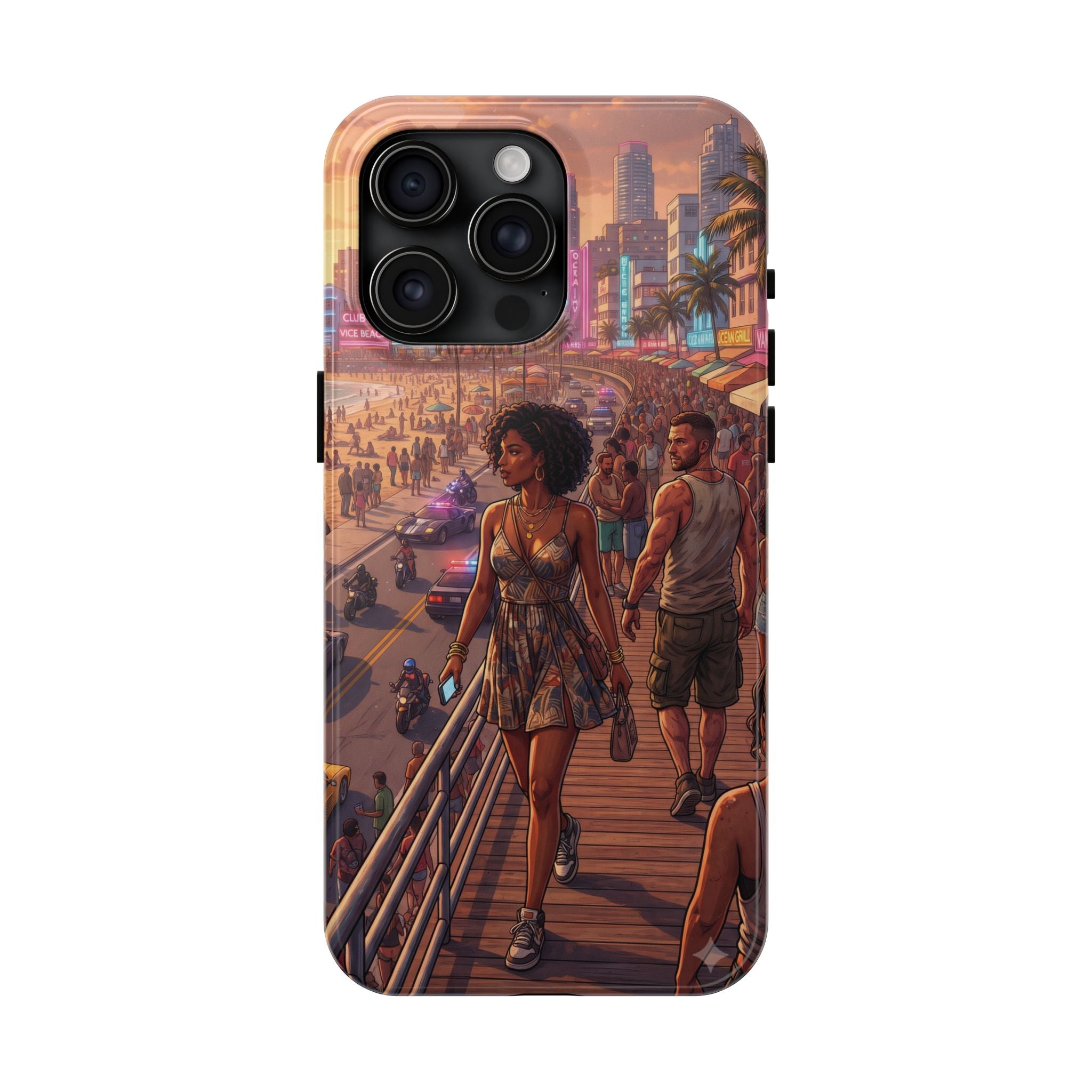 Phone Case SUN — Retro Sunset Miami Vibes with Palm Trees & Classic Car