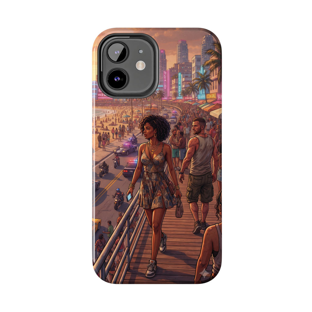 Phone Case SUN — Retro Sunset Miami Vibes with Palm Trees & Classic Car