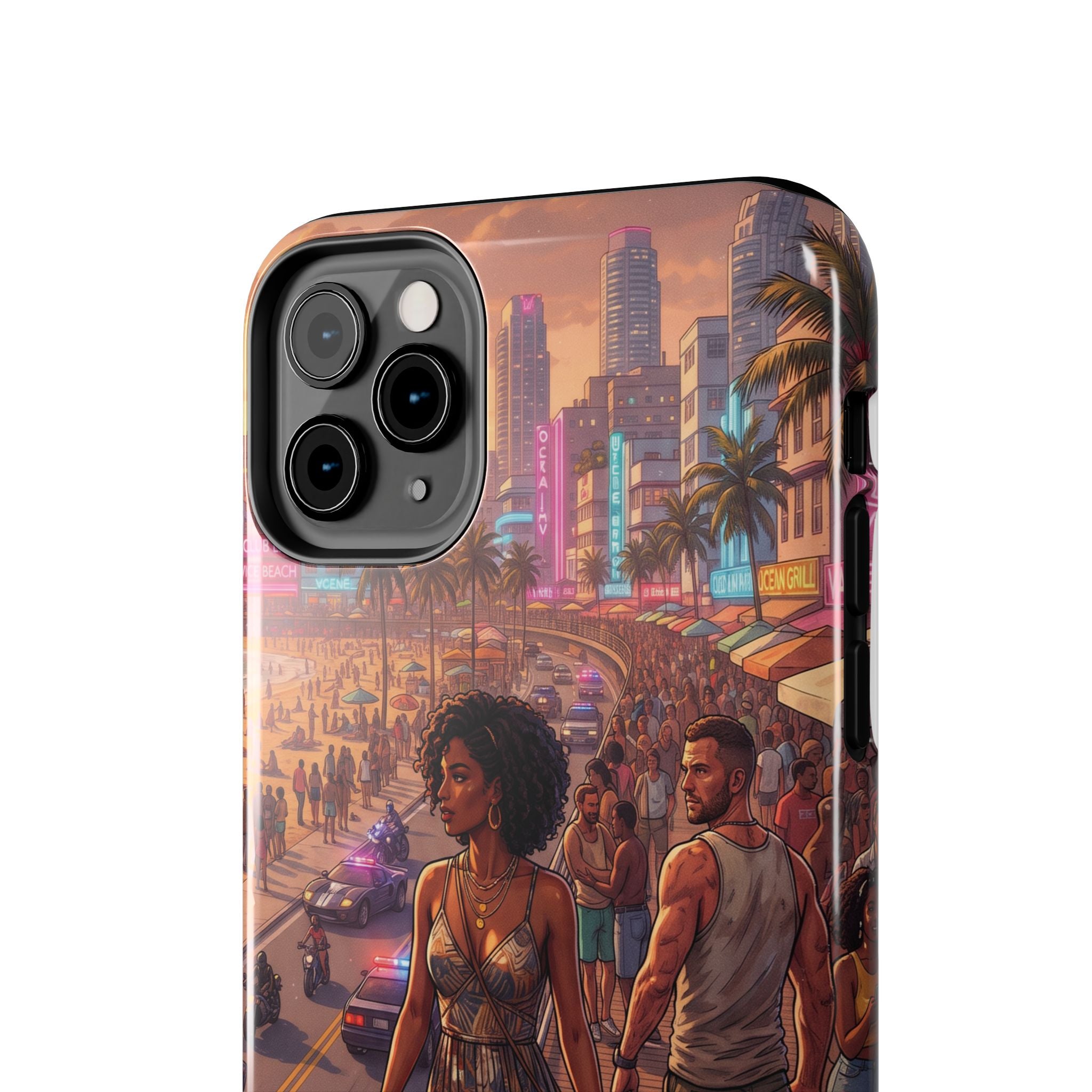 Phone Case SUN — Retro Sunset Miami Vibes with Palm Trees & Classic Car