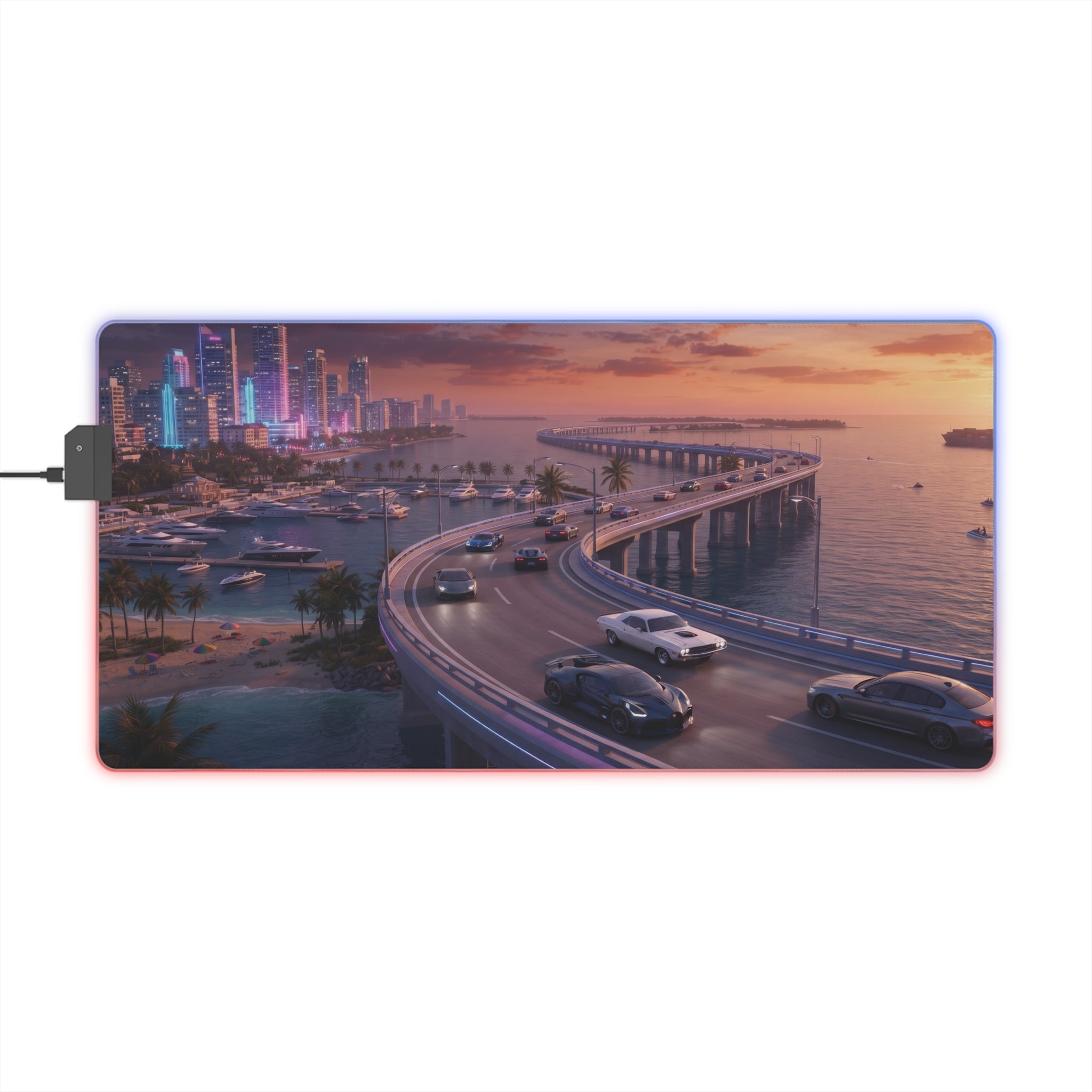MIAMI Gaming Mouse Pad — Grand Theft Auto Inspired RGB Desk Mat