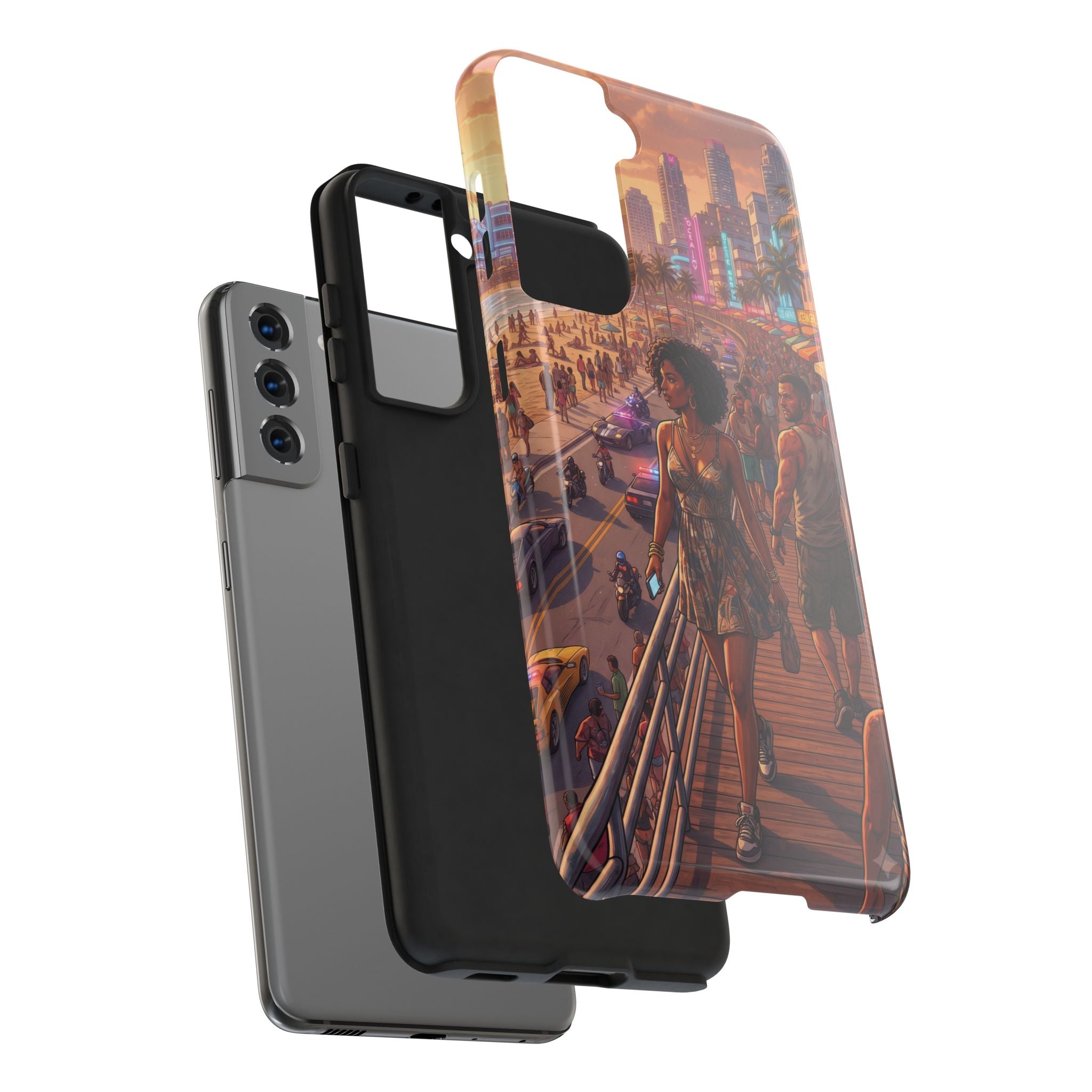 Phone Case SUN — Retro Sunset Miami Vibes with Palm Trees & Classic Car