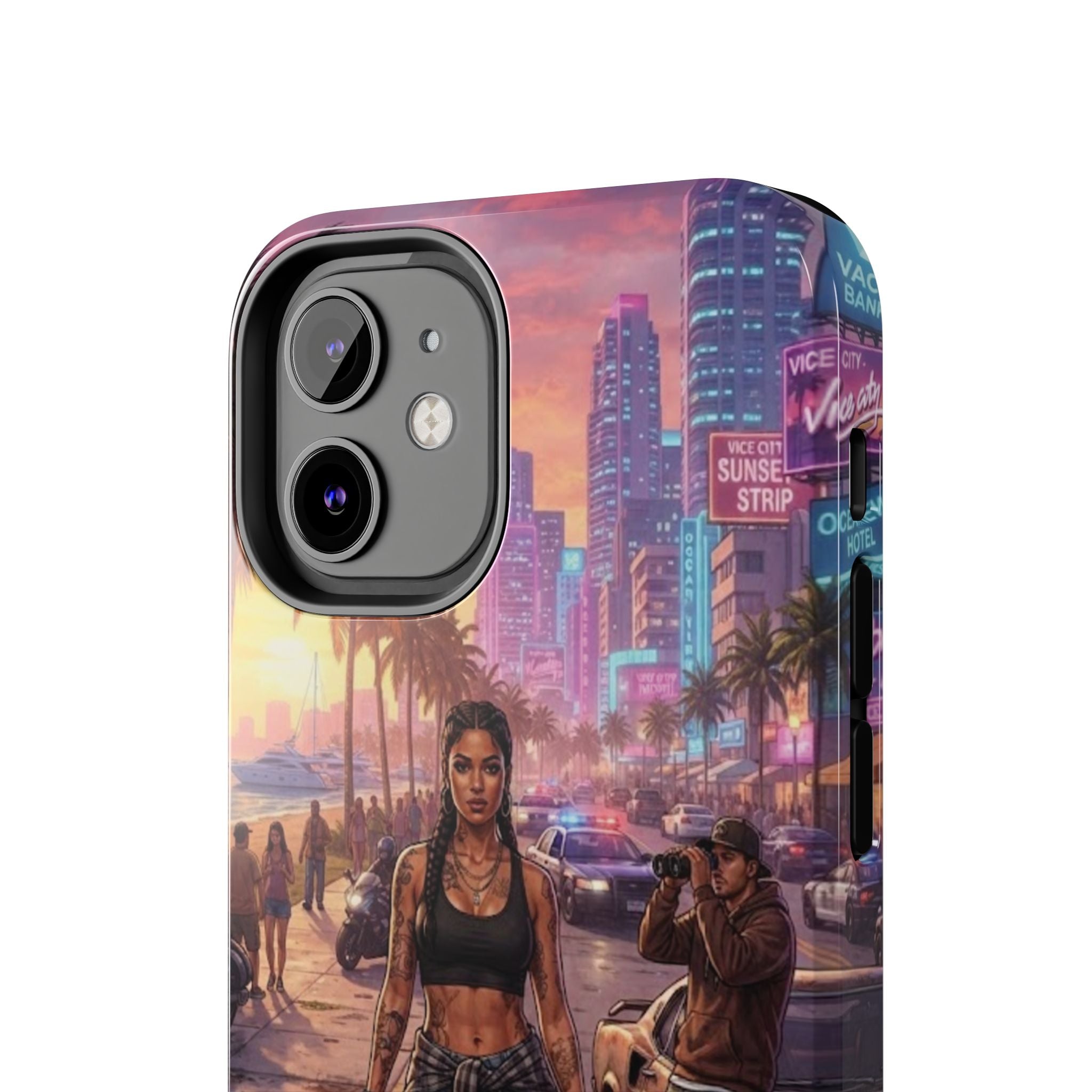 Tough Phone Case — Retro Sunset Miami Vibes with Palm Trees & Classic Car