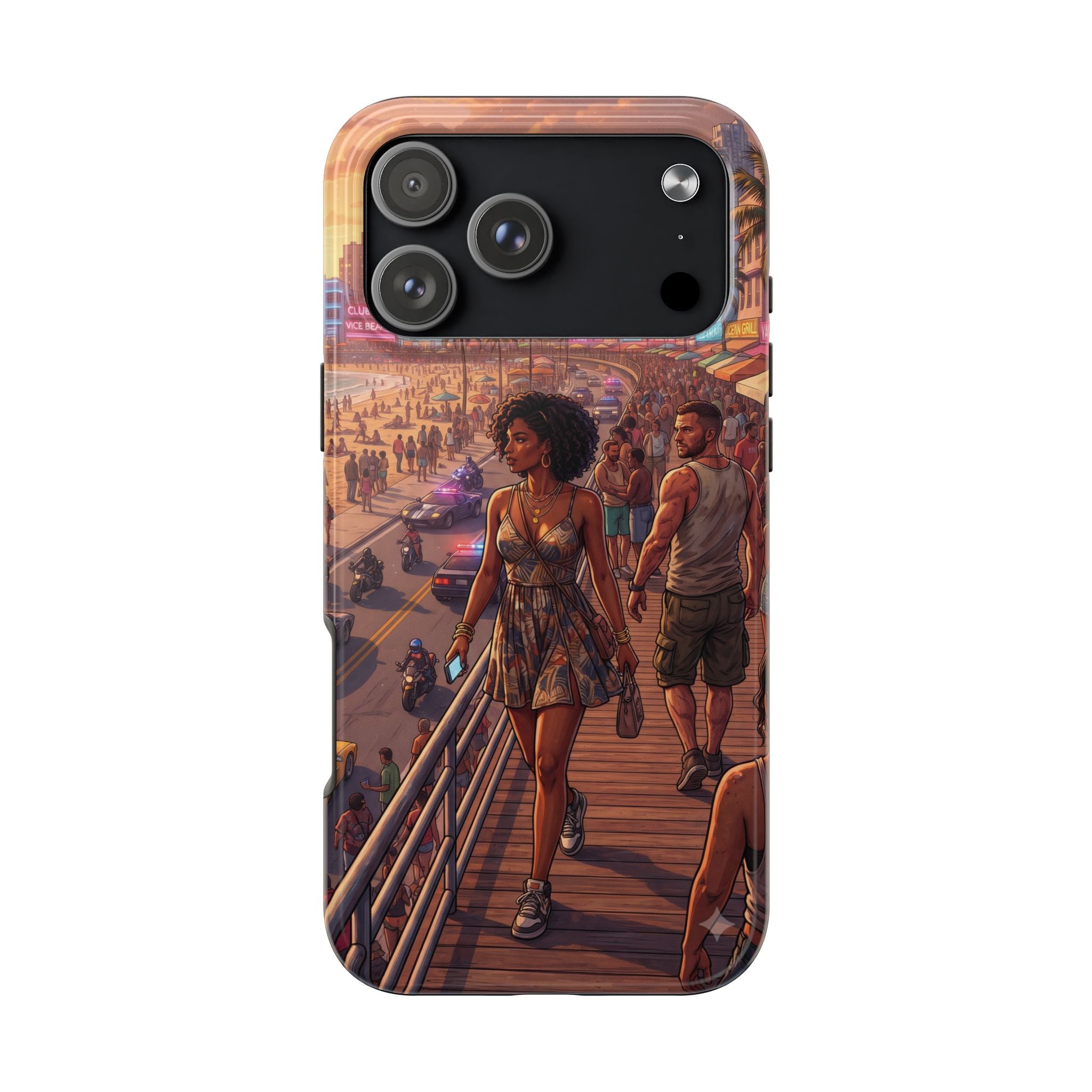 Phone Case SUN — Retro Sunset Miami Vibes with Palm Trees & Classic Car