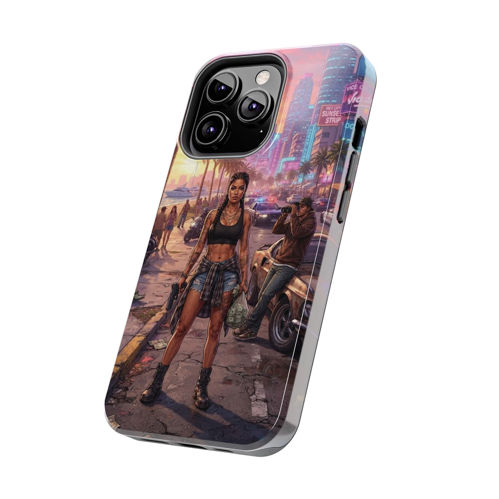 Tough Phone Case — Retro Sunset Miami Vibes with Palm Trees & Classic Car