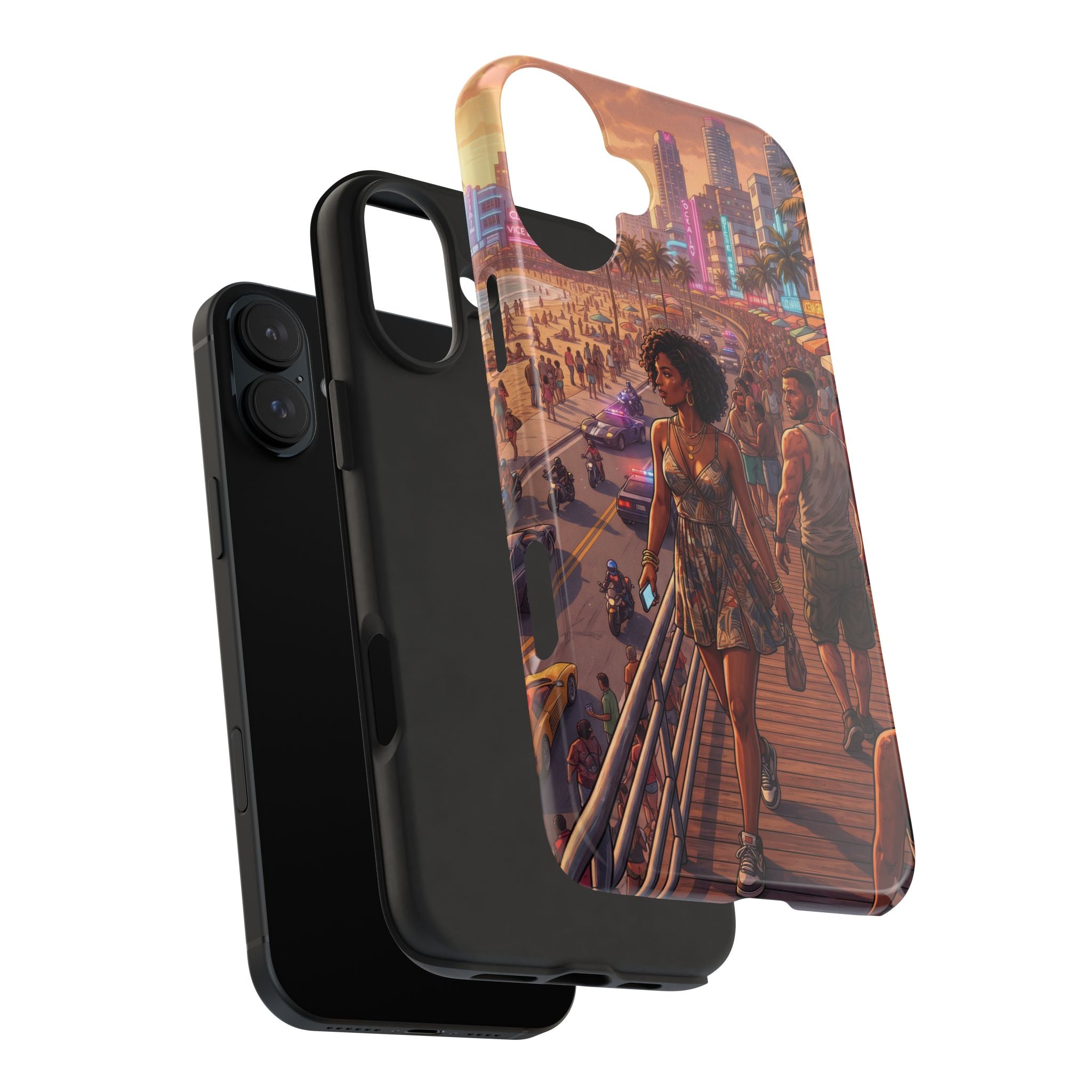 Phone Case SUN — Retro Sunset Miami Vibes with Palm Trees & Classic Car