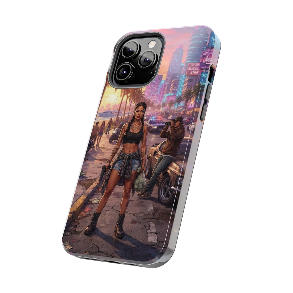 Tough Phone Case — Retro Sunset Miami Vibes with Palm Trees & Classic Car