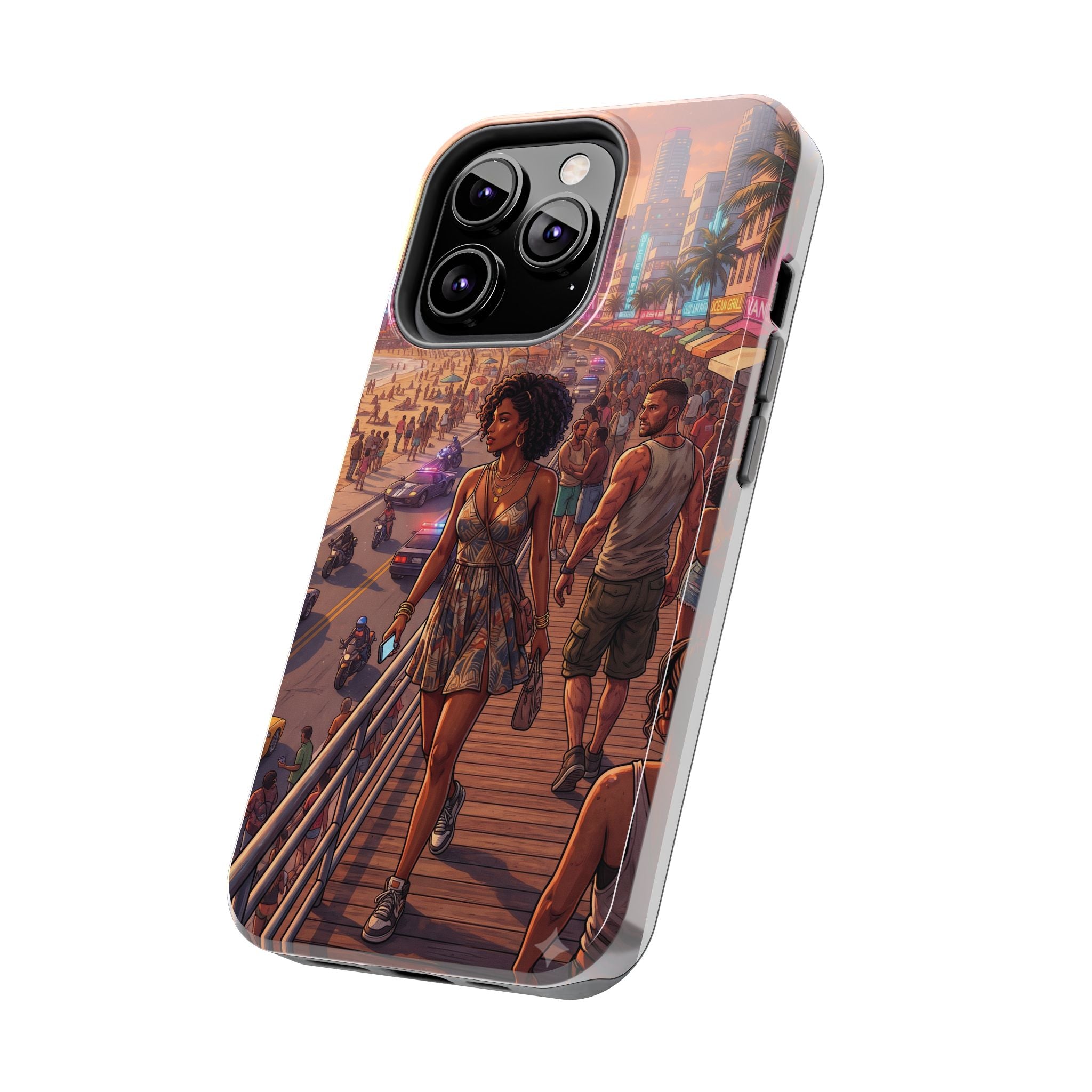Phone Case SUN — Retro Sunset Miami Vibes with Palm Trees & Classic Car