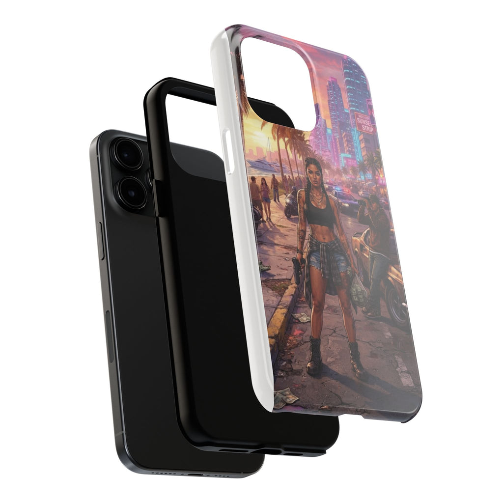 Tough Phone Case — Retro Sunset Miami Vibes with Palm Trees & Classic Car