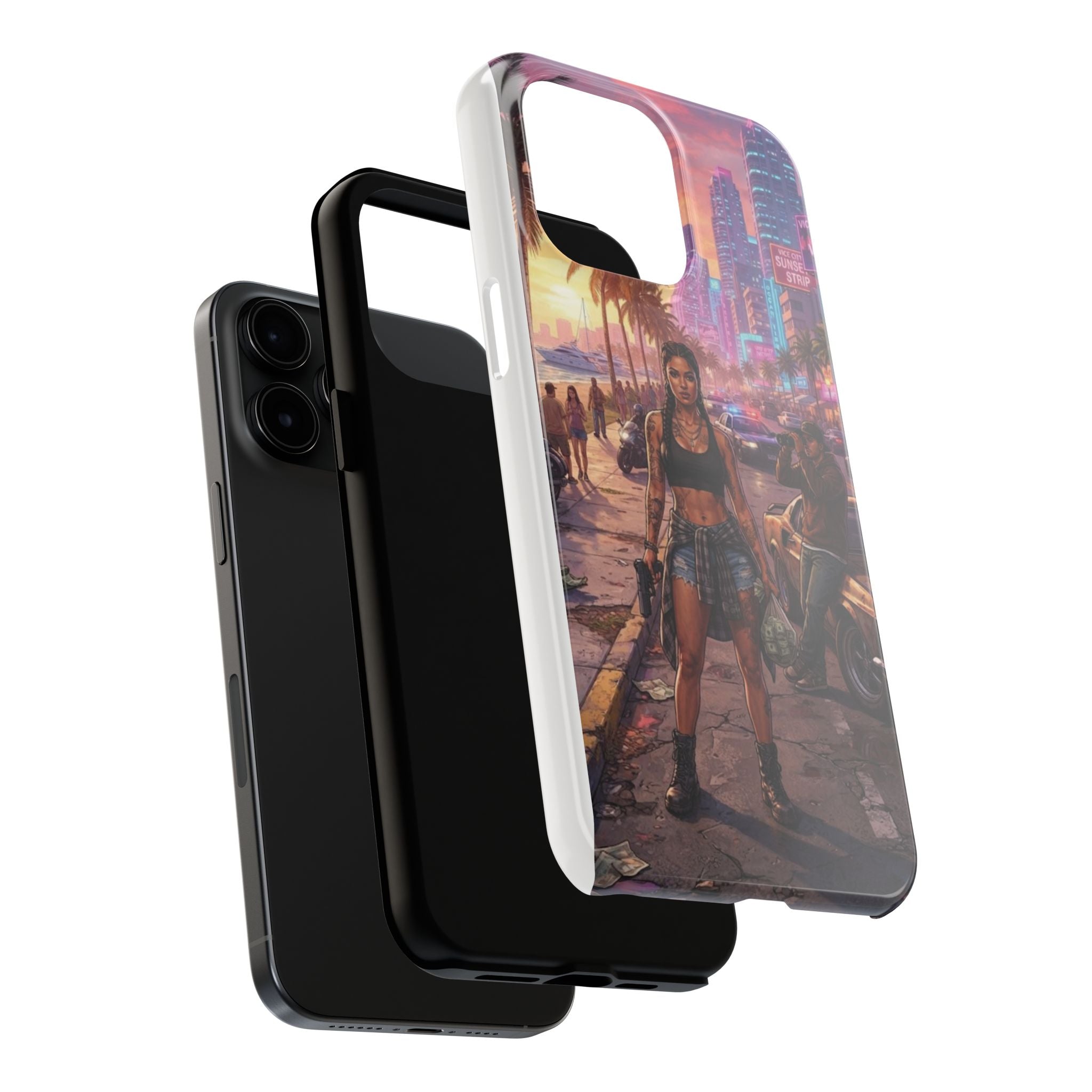Tough Phone Case — Retro Sunset Miami Vibes with Palm Trees & Classic Car