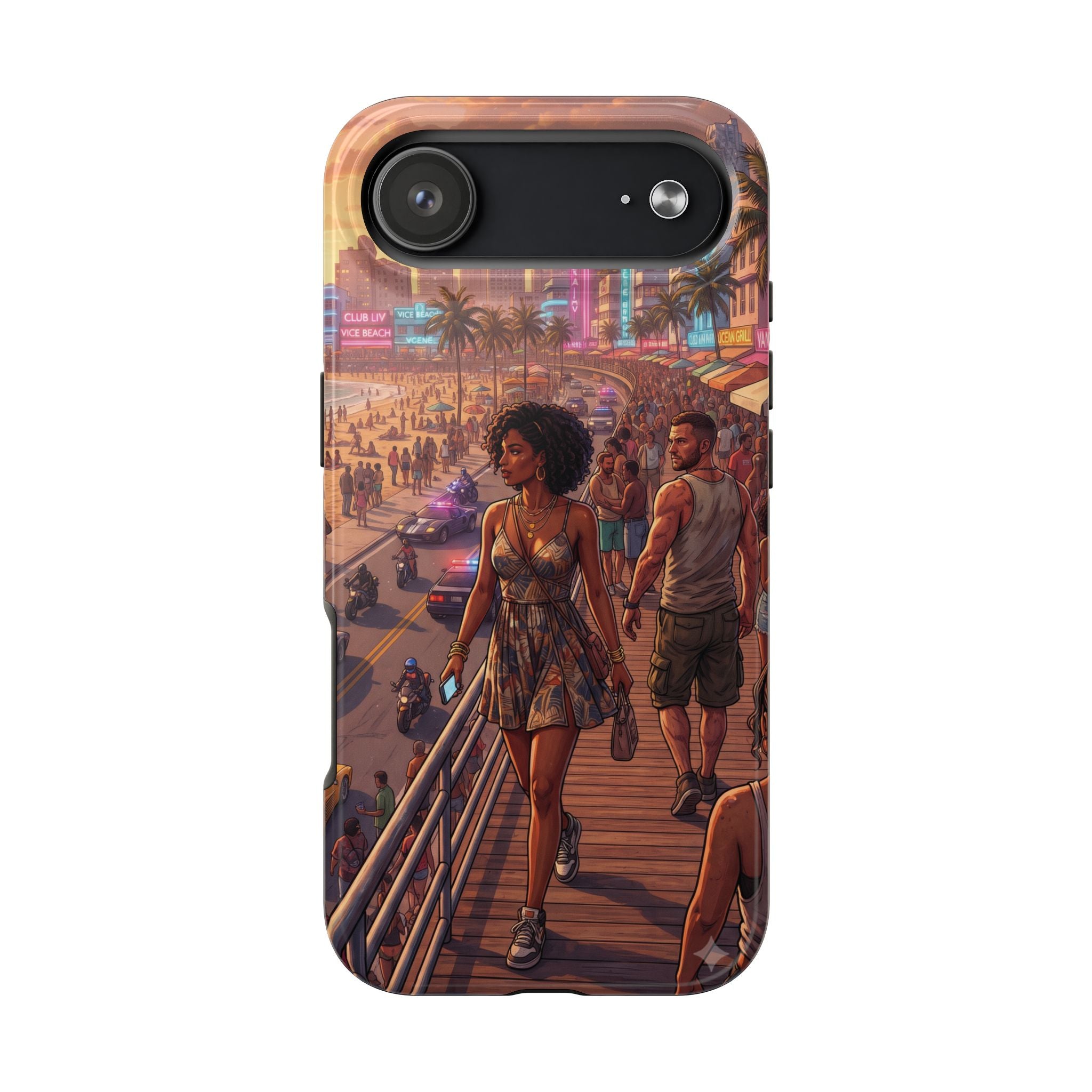 Phone Case SUN — Retro Sunset Miami Vibes with Palm Trees & Classic Car