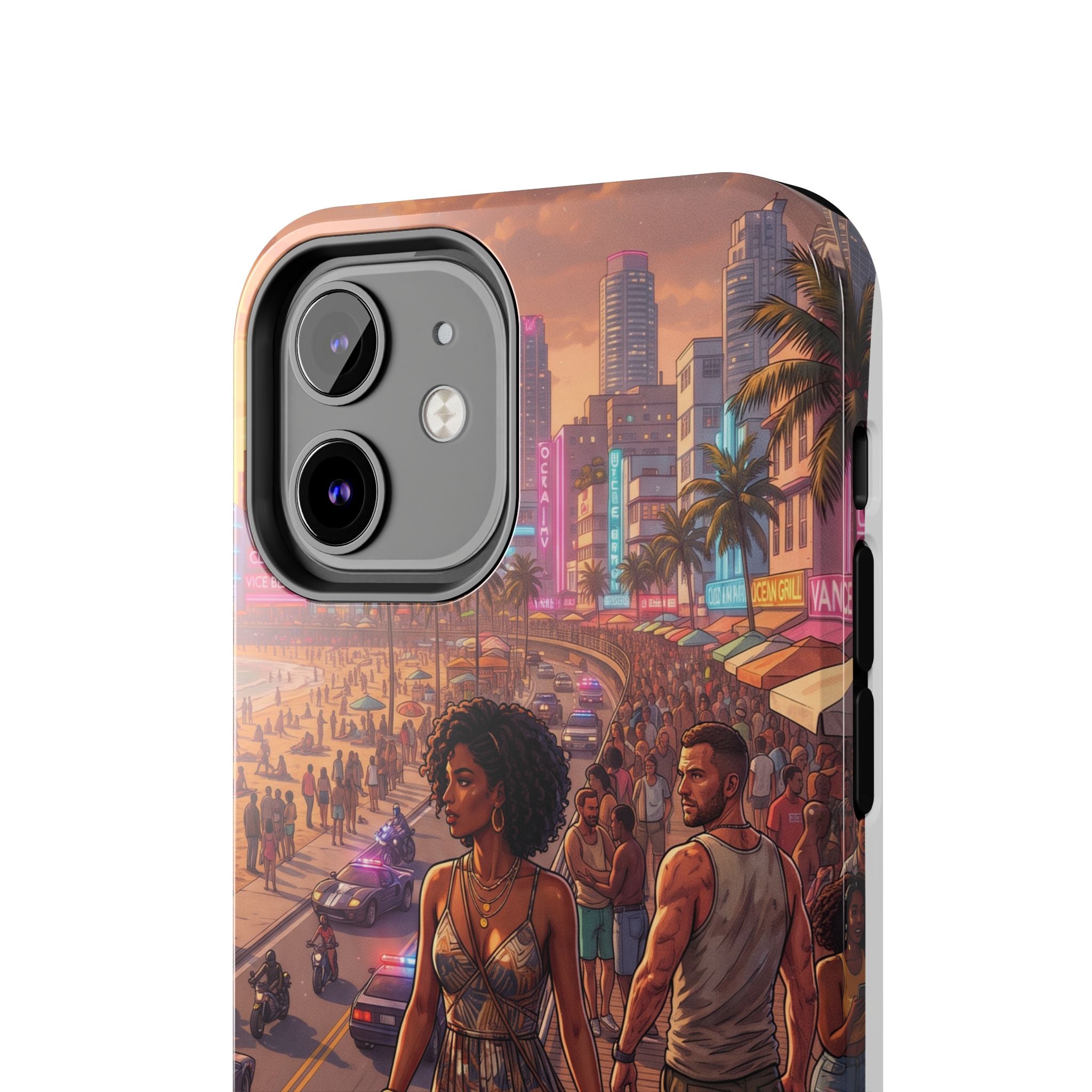Phone Case SUN — Retro Sunset Miami Vibes with Palm Trees & Classic Car