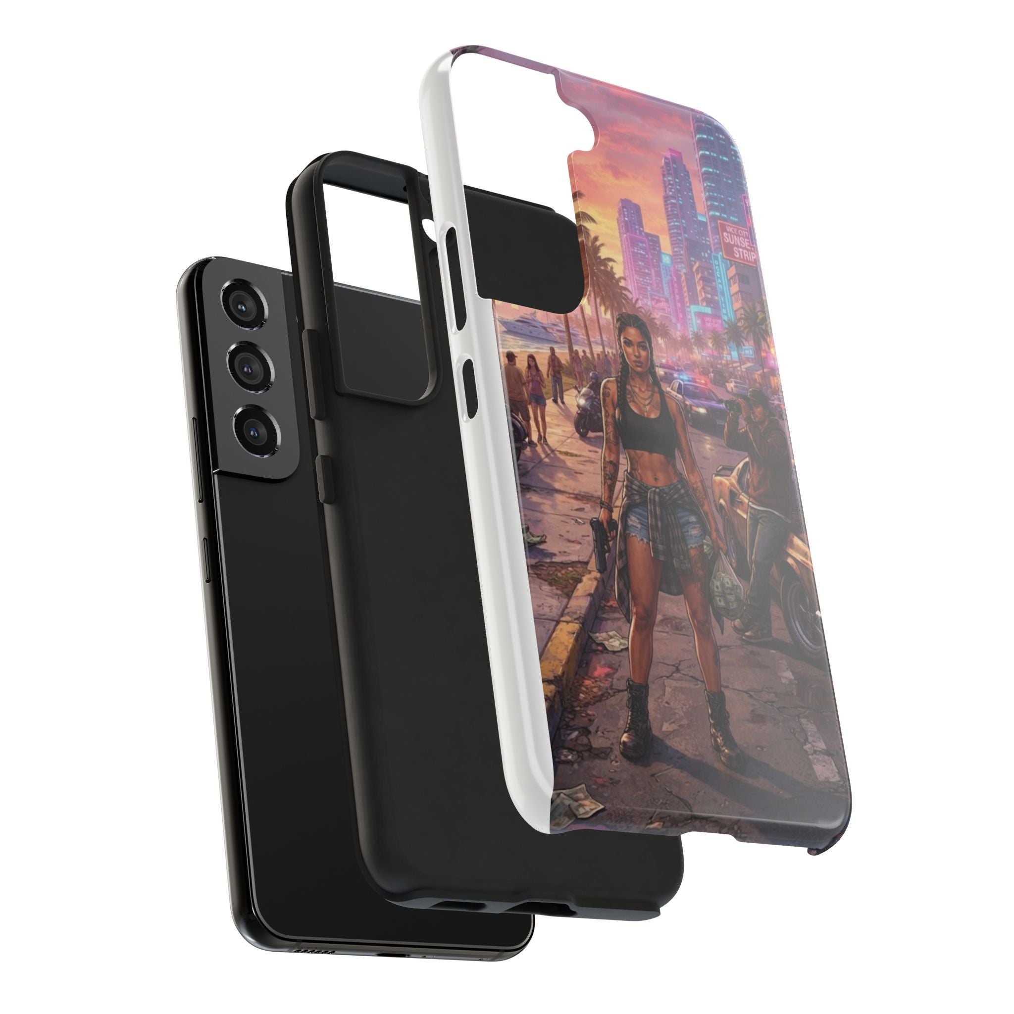 Tough Phone Case — Retro Sunset Miami Vibes with Palm Trees & Classic Car