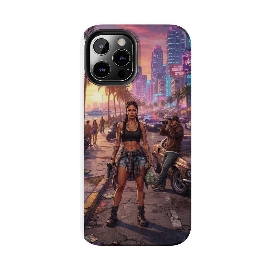 Tough Phone Case — Retro Sunset Miami Vibes with Palm Trees & Classic Car