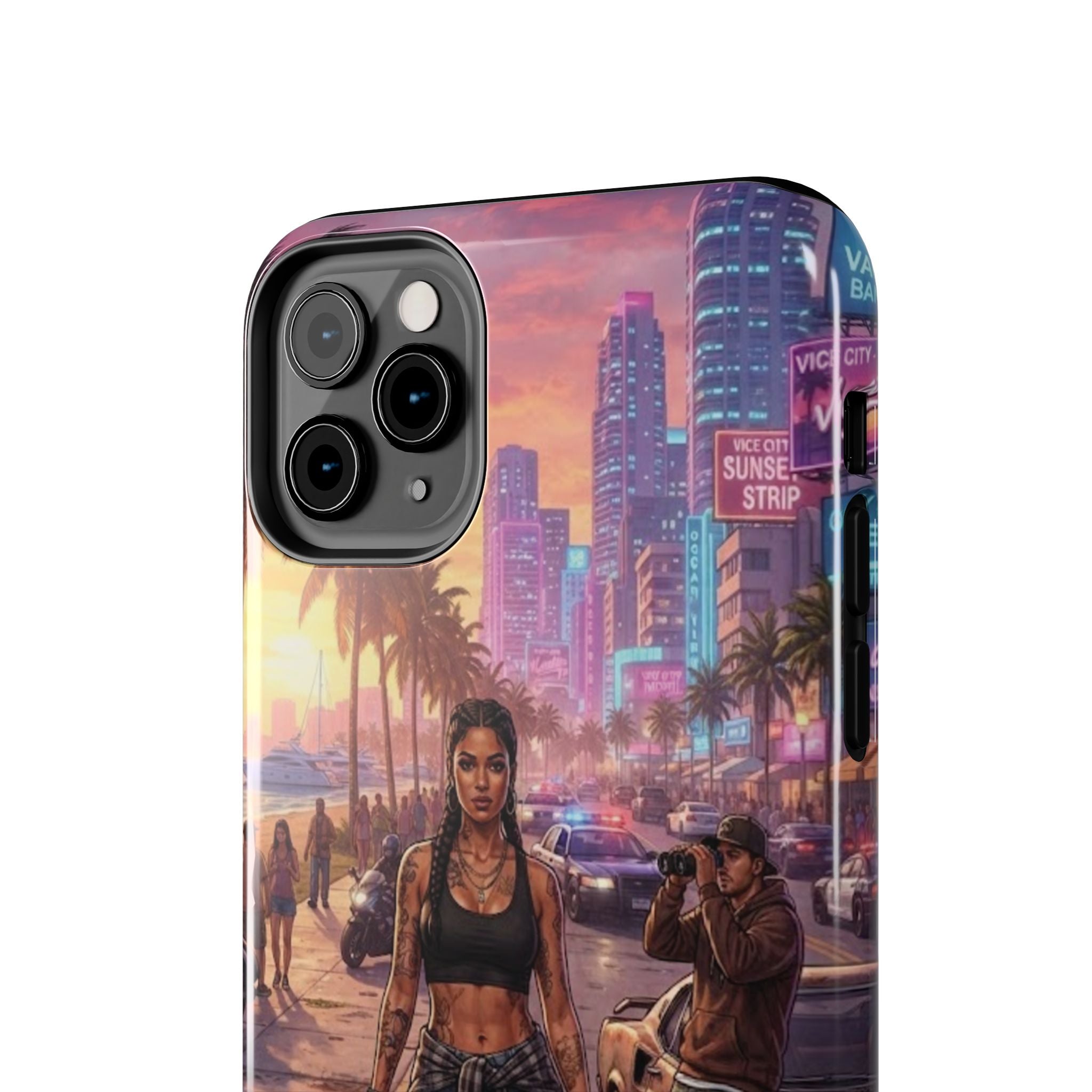 Tough Phone Case — Retro Sunset Miami Vibes with Palm Trees & Classic Car