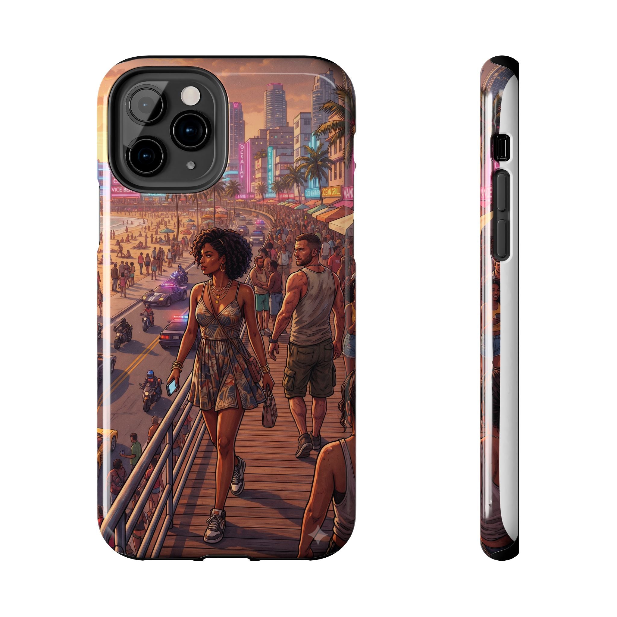 Phone Case SUN — Retro Sunset Miami Vibes with Palm Trees & Classic Car