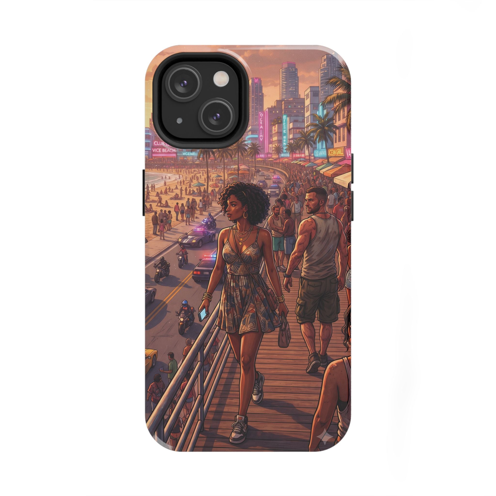 Phone Case SUN — Retro Sunset Miami Vibes with Palm Trees & Classic Car