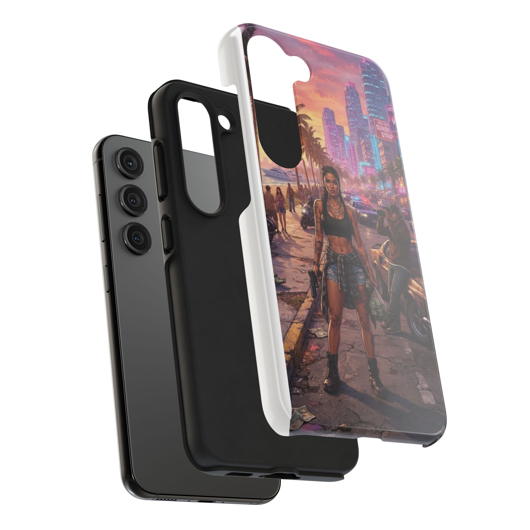 Tough Phone Case — Retro Sunset Miami Vibes with Palm Trees & Classic Car