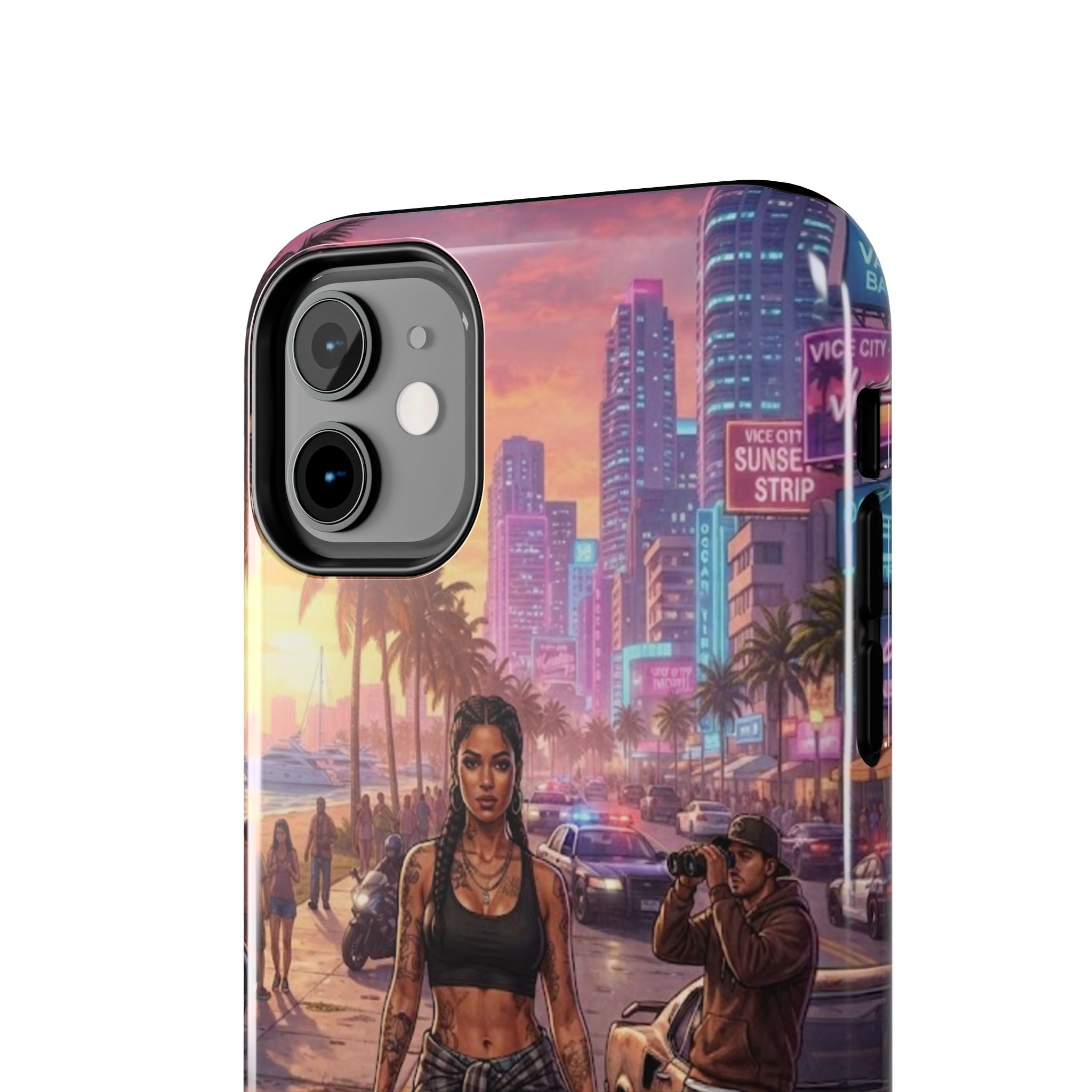 Tough Phone Case — Retro Sunset Miami Vibes with Palm Trees & Classic Car