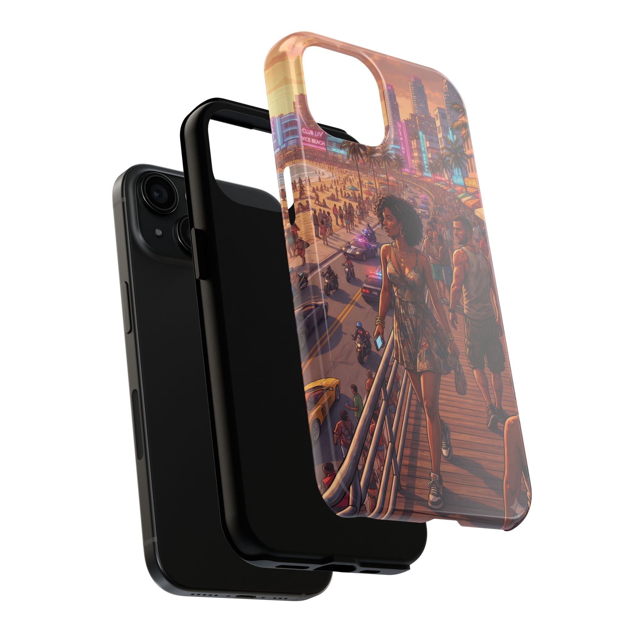 Phone Case SUN — Retro Sunset Miami Vibes with Palm Trees & Classic Car