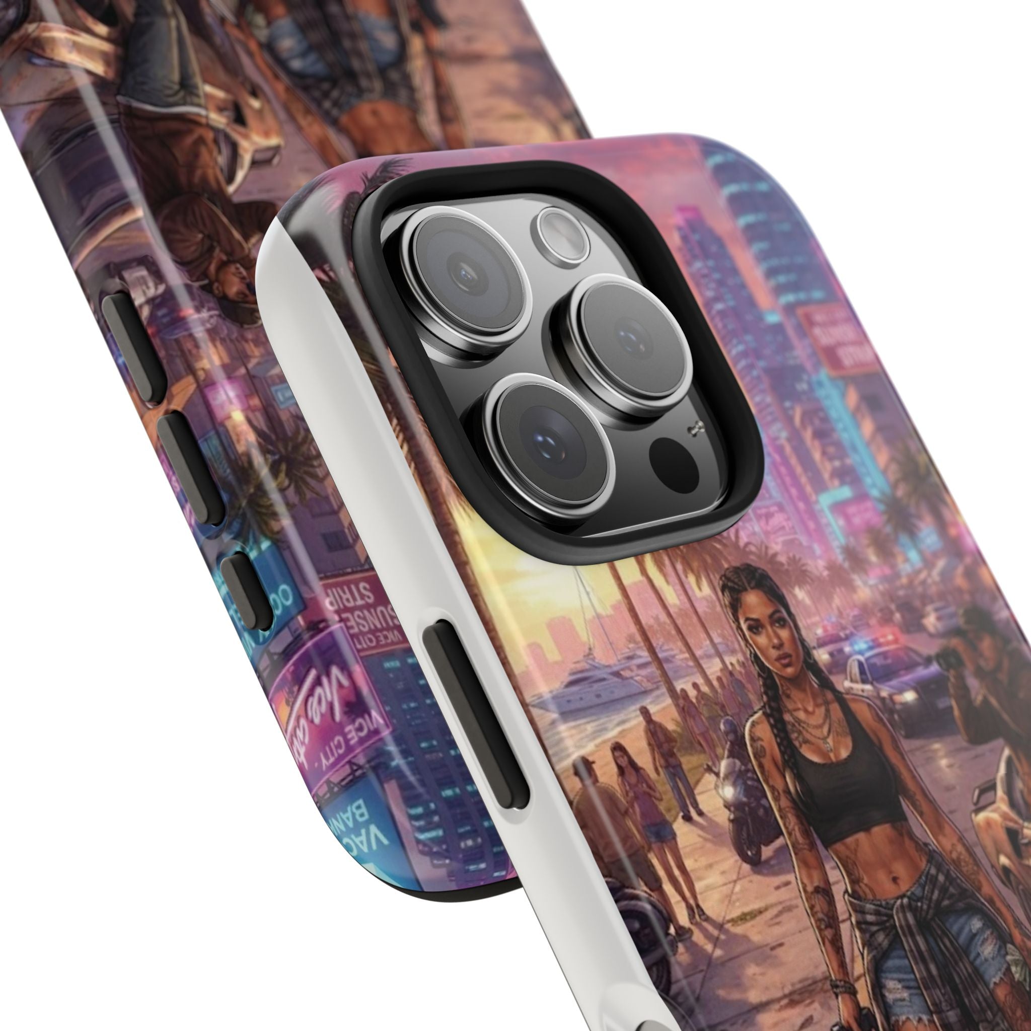 Tough Phone Case — Retro Sunset Miami Vibes with Palm Trees & Classic Car