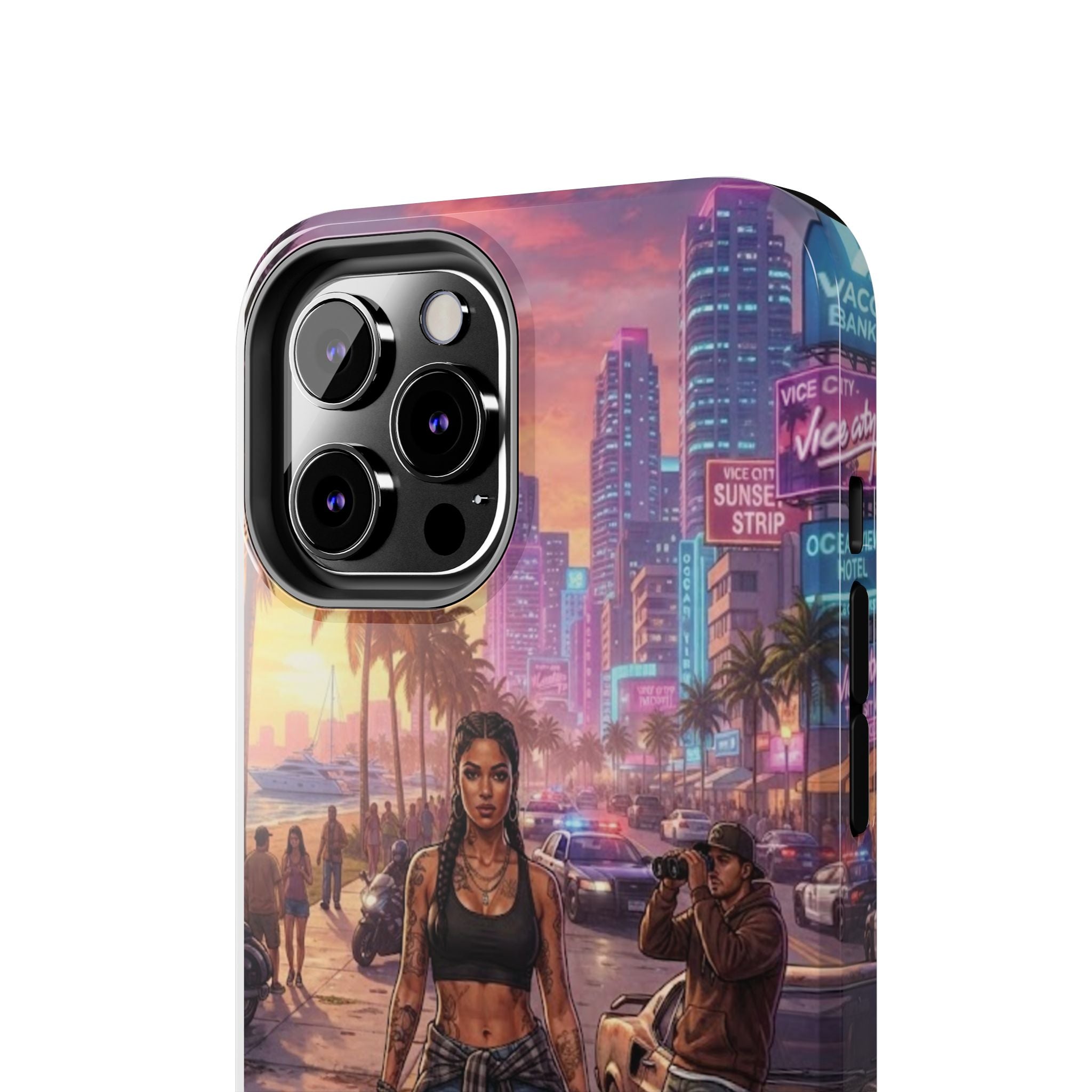 Tough Phone Case — Retro Sunset Miami Vibes with Palm Trees & Classic Car