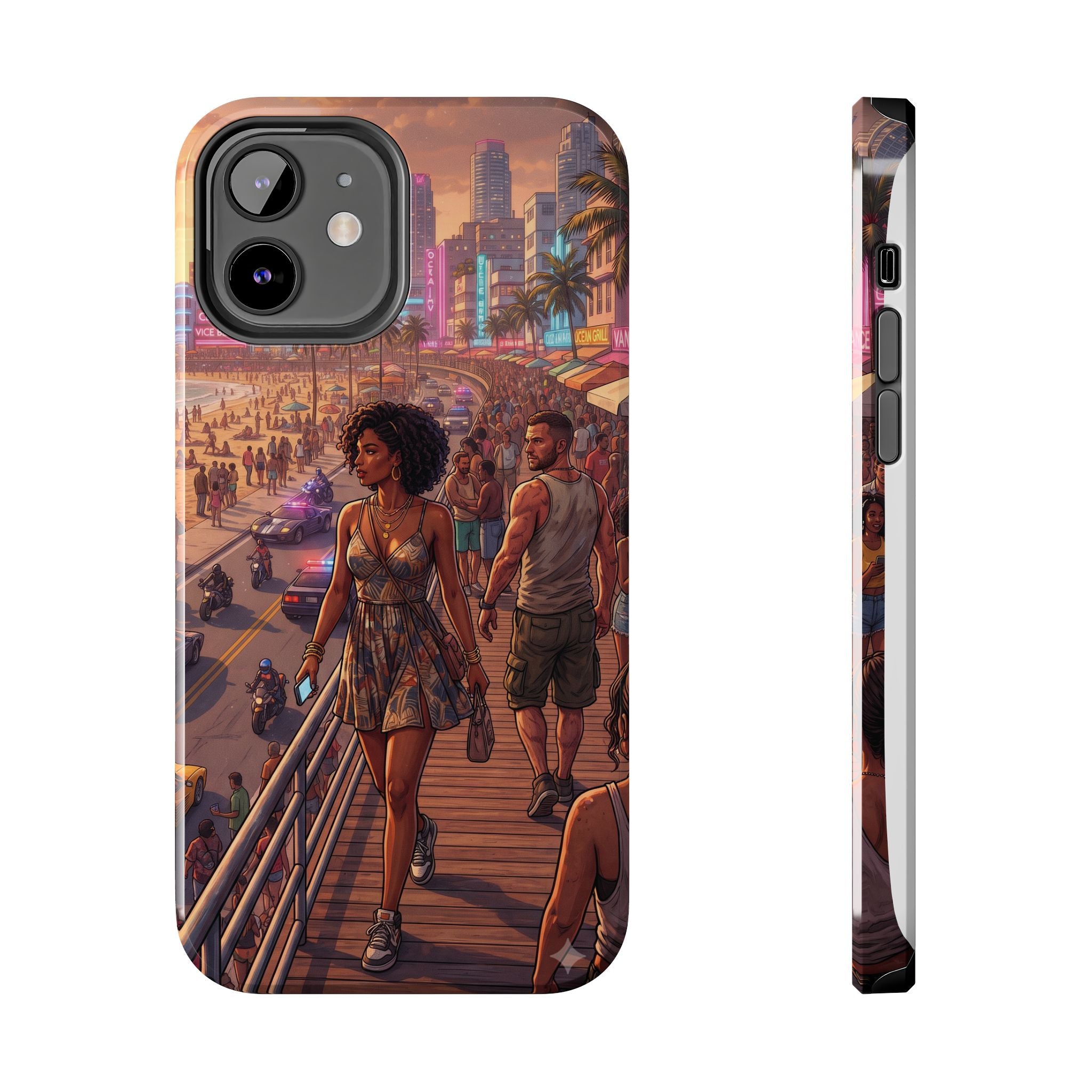 Phone Case SUN — Retro Sunset Miami Vibes with Palm Trees & Classic Car