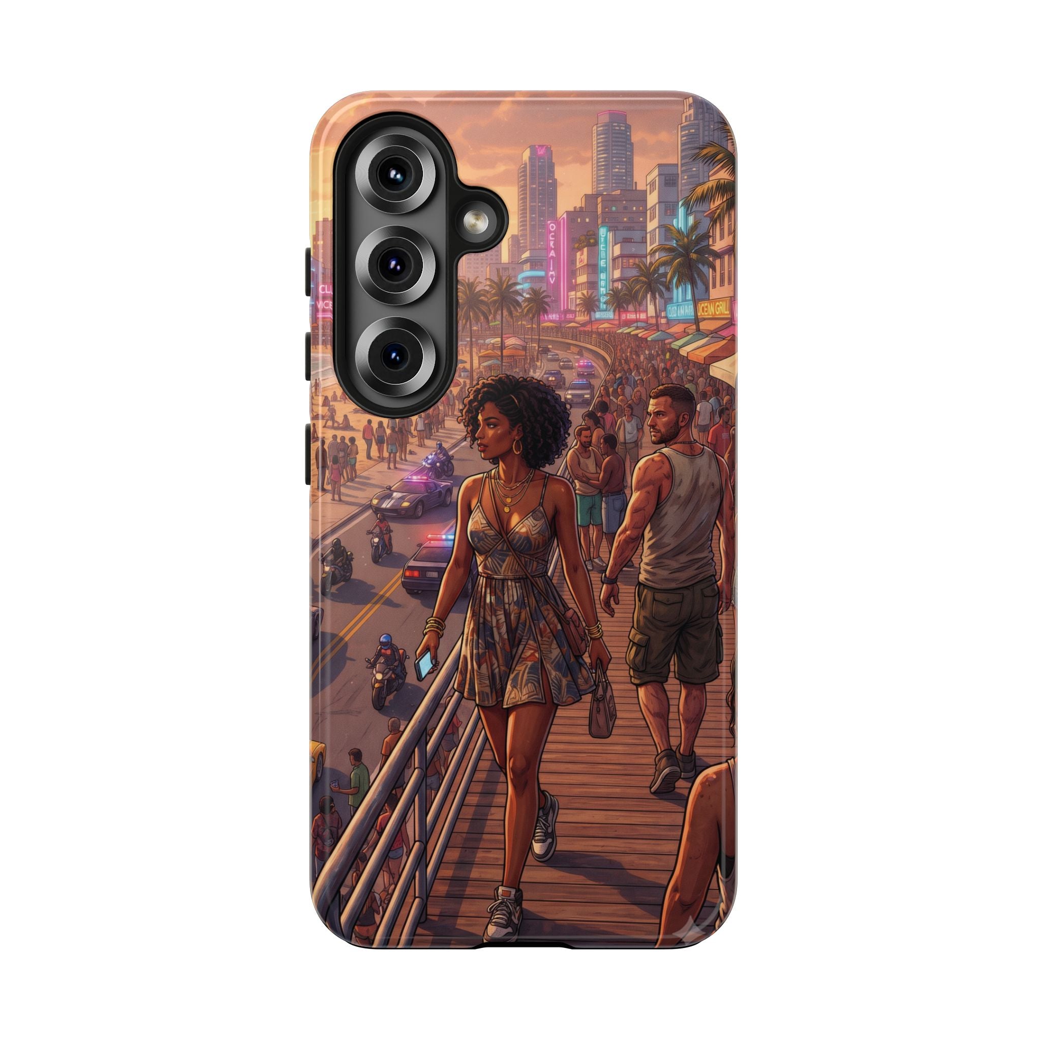 Phone Case SUN — Retro Sunset Miami Vibes with Palm Trees & Classic Car