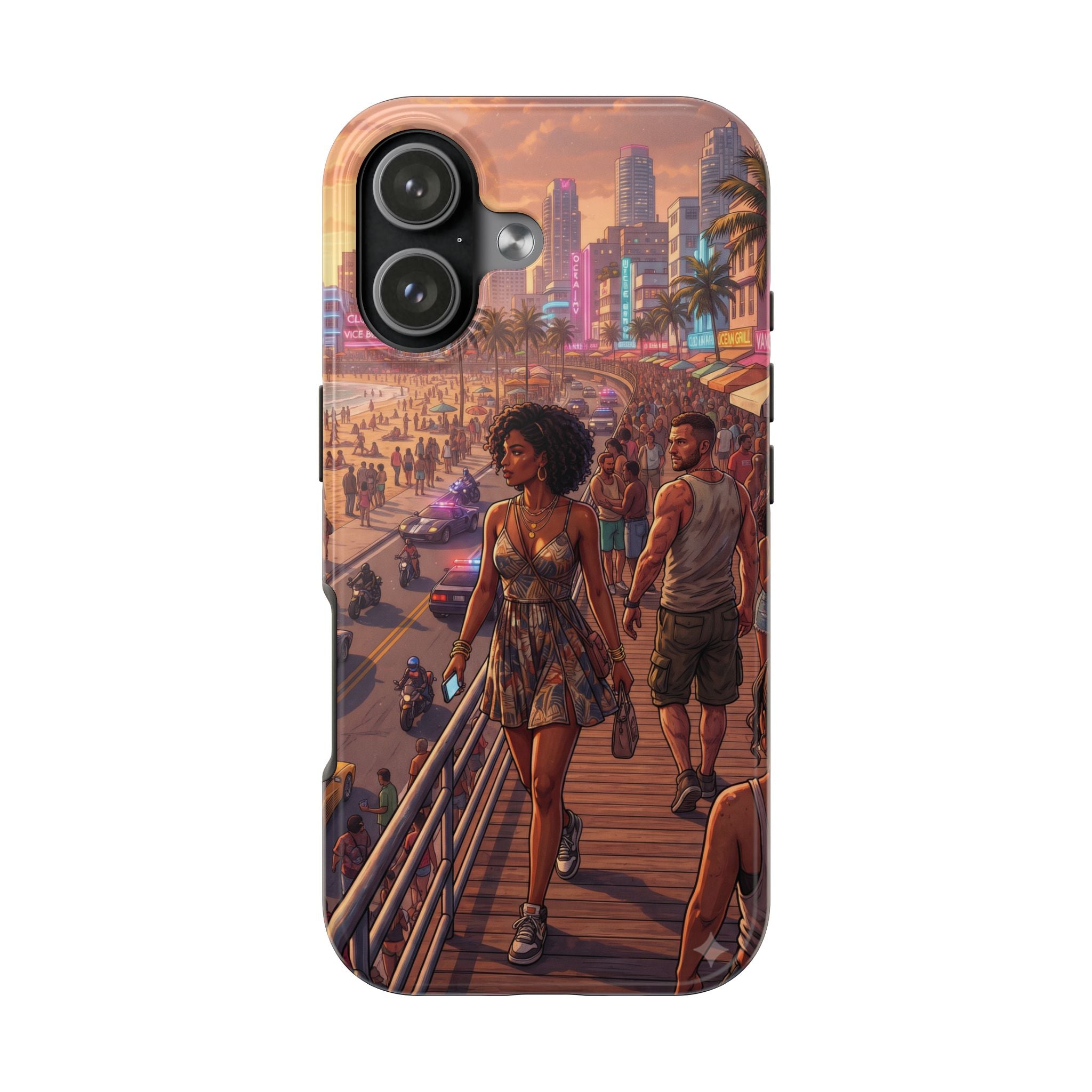 Phone Case SUN — Retro Sunset Miami Vibes with Palm Trees & Classic Car