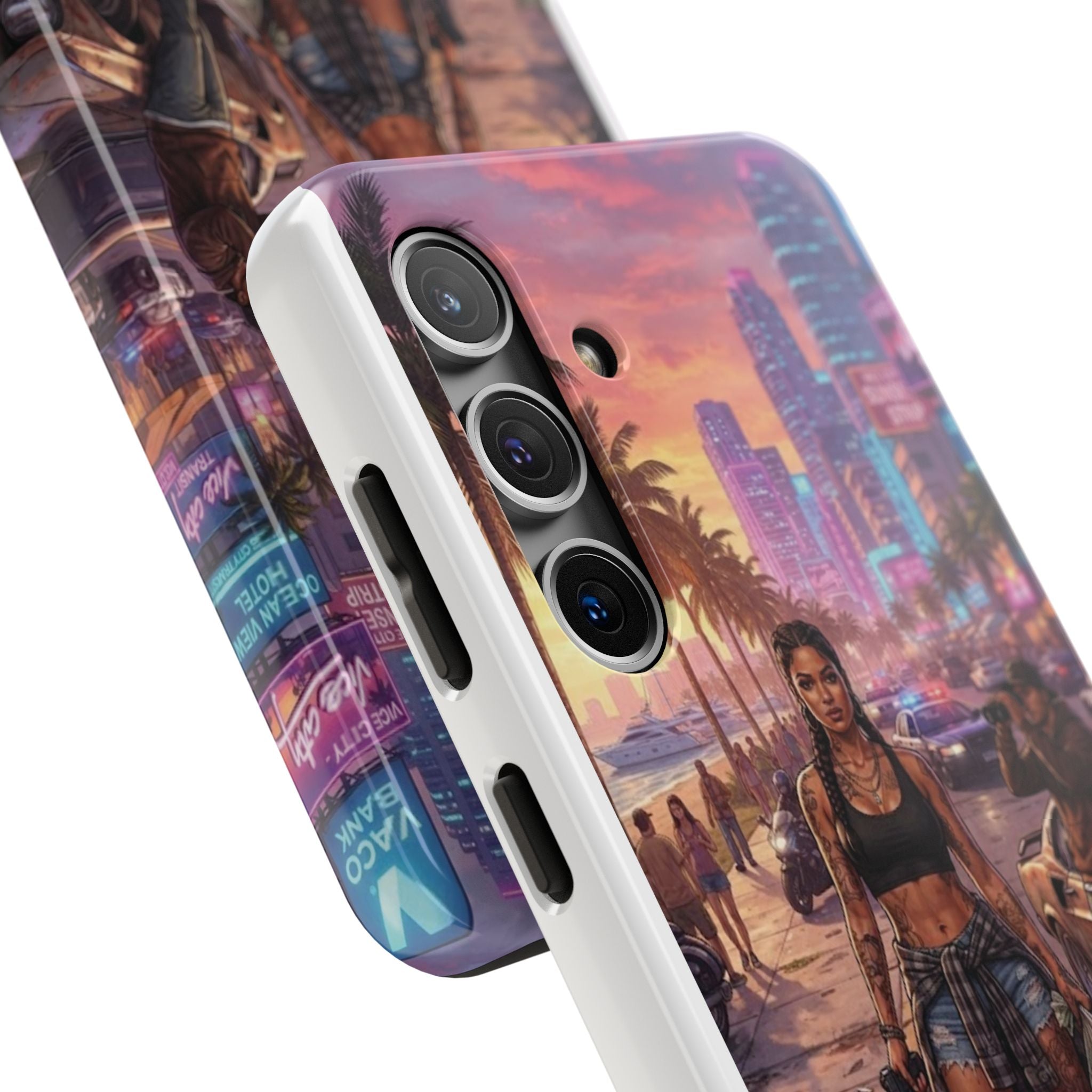 Tough Phone Case — Retro Sunset Miami Vibes with Palm Trees & Classic Car
