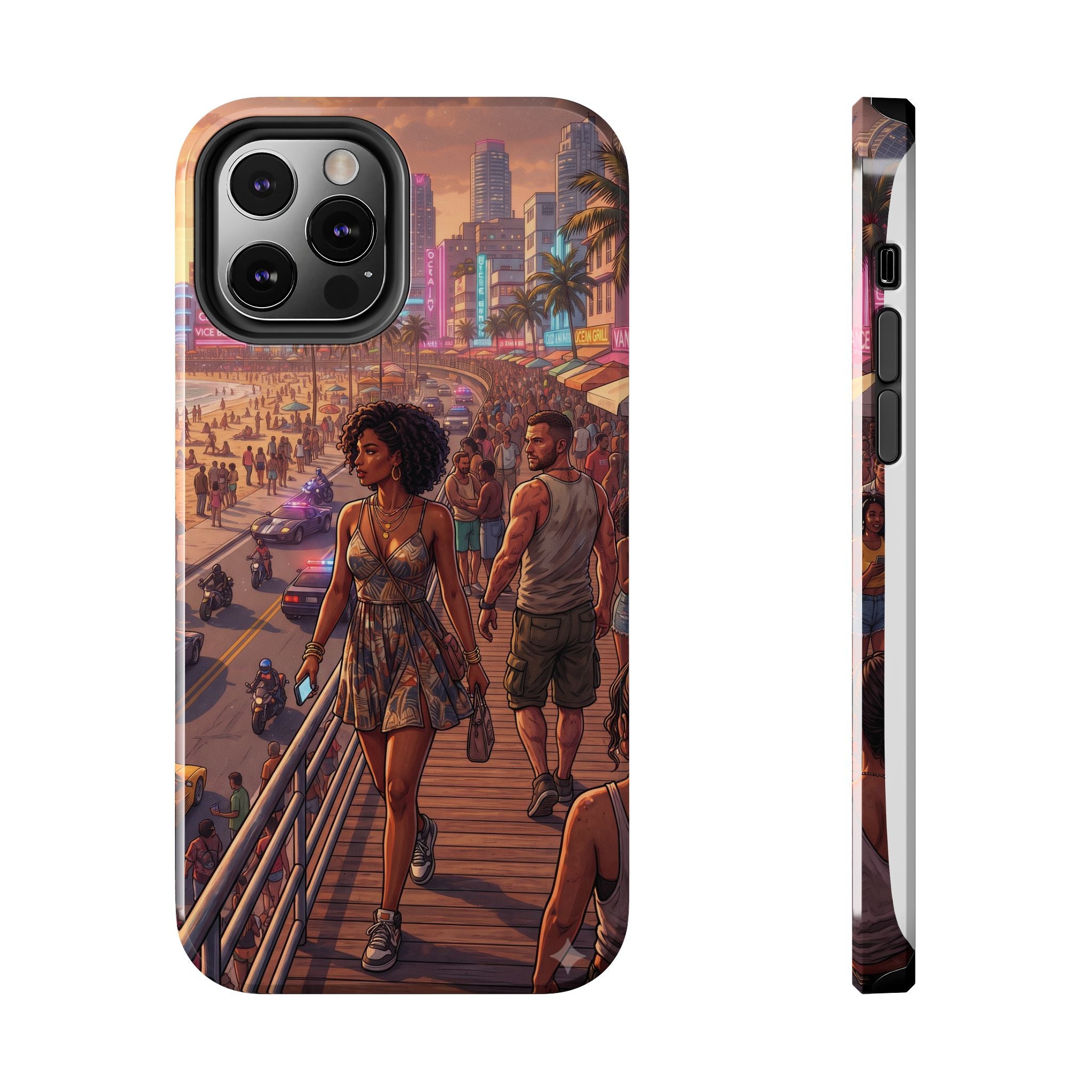 Phone Case SUN — Retro Sunset Miami Vibes with Palm Trees & Classic Car