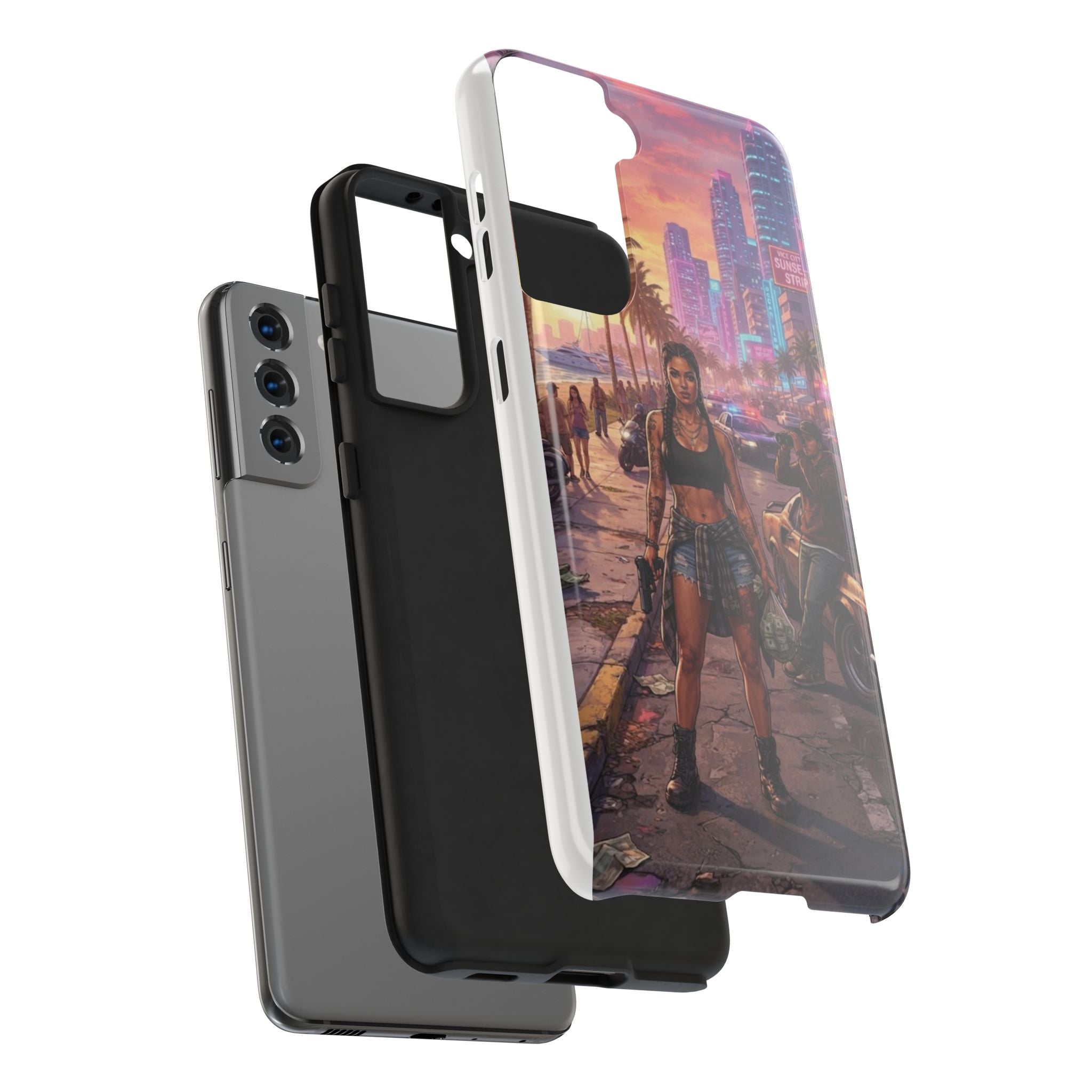 Tough Phone Case — Retro Sunset Miami Vibes with Palm Trees & Classic Car