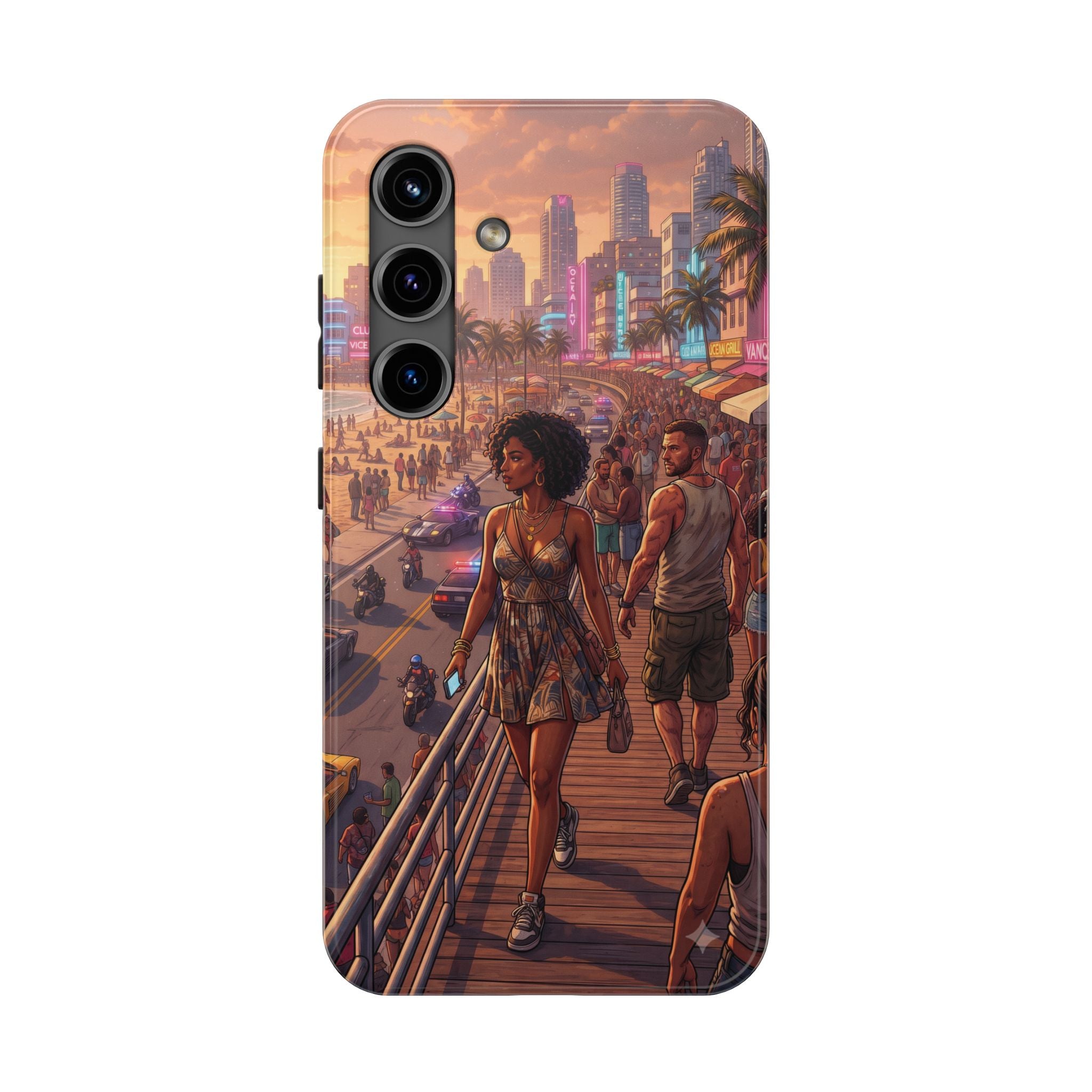Phone Case SUN — Retro Sunset Miami Vibes with Palm Trees & Classic Car