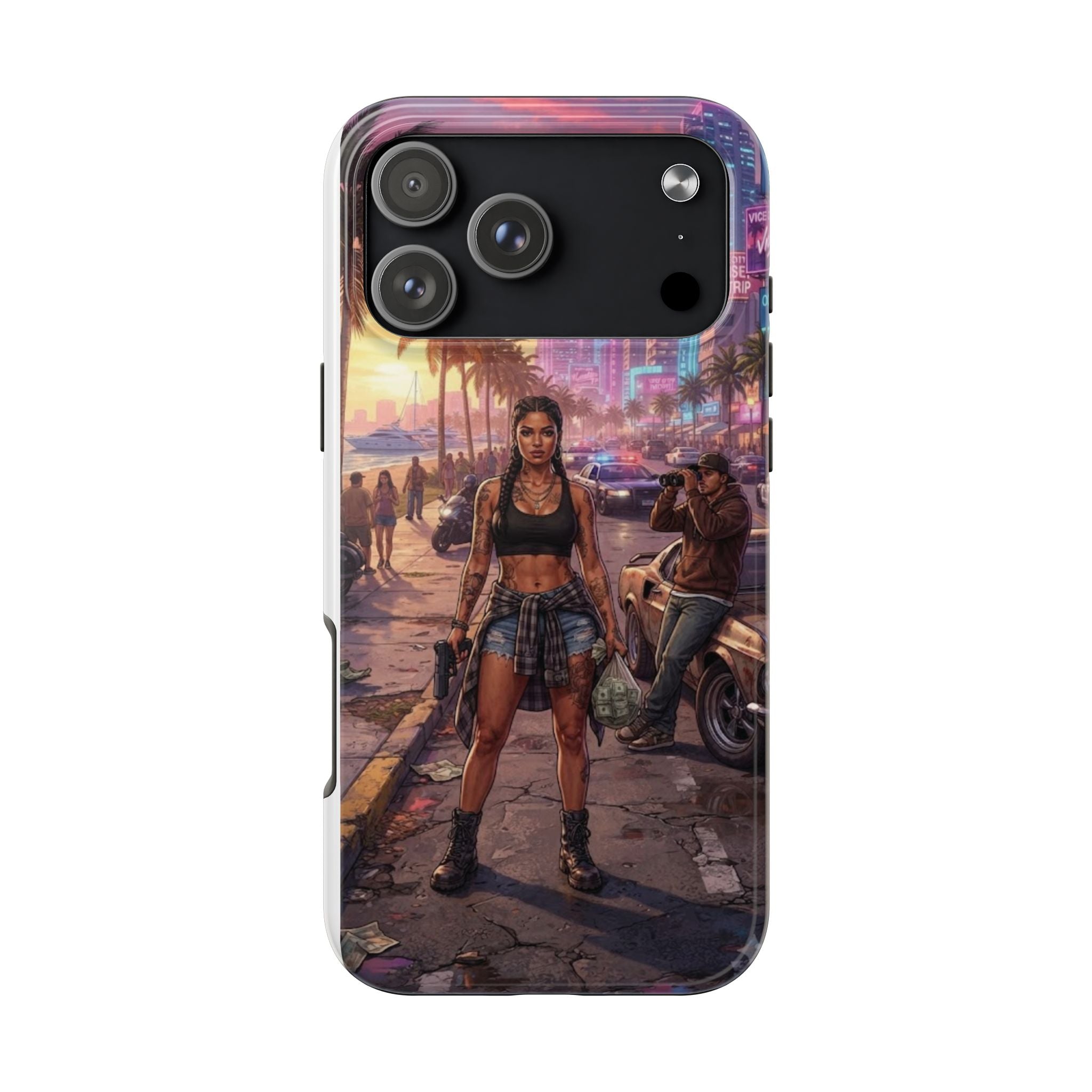 Tough Phone Case — Retro Sunset Miami Vibes with Palm Trees & Classic Car