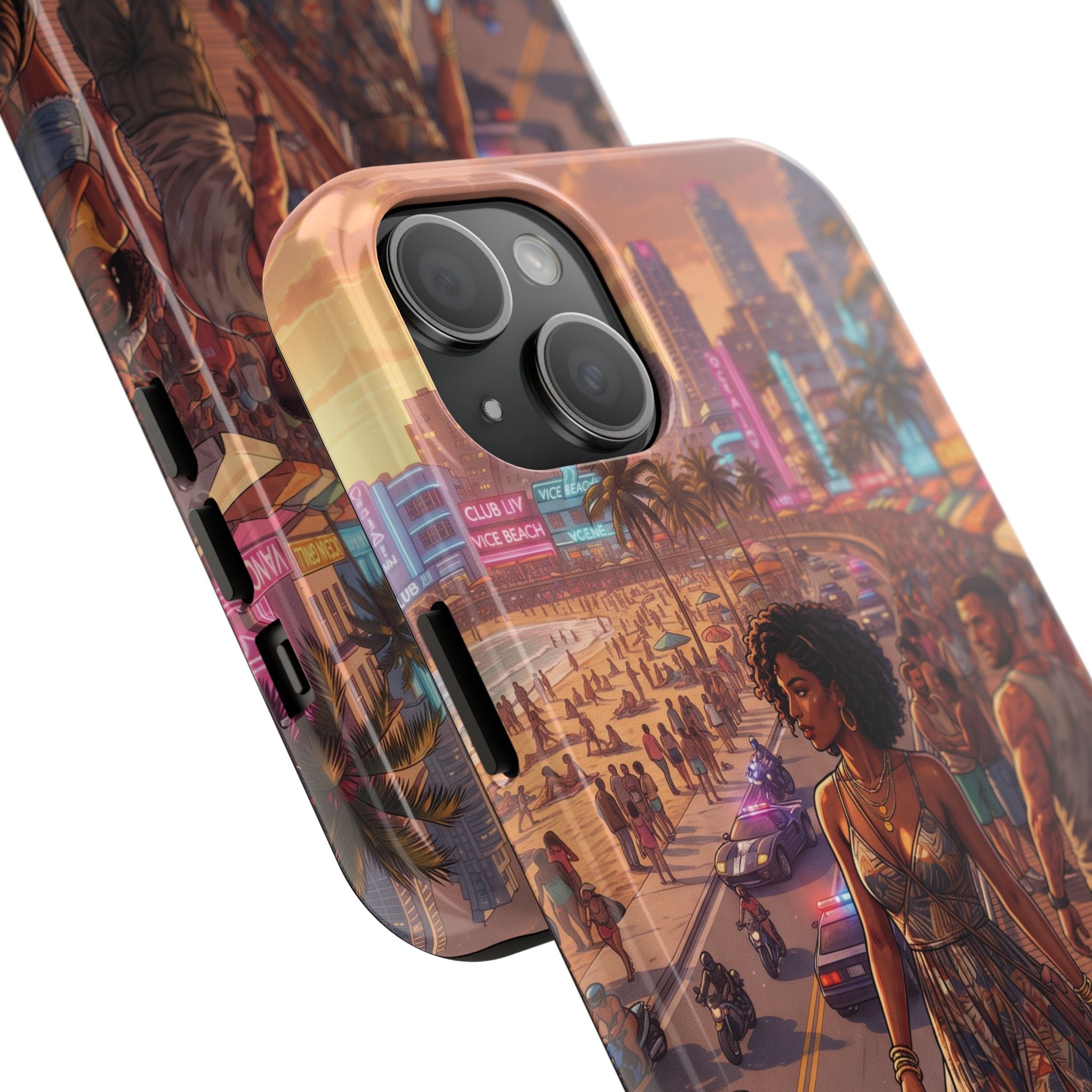 Phone Case SUN — Retro Sunset Miami Vibes with Palm Trees & Classic Car