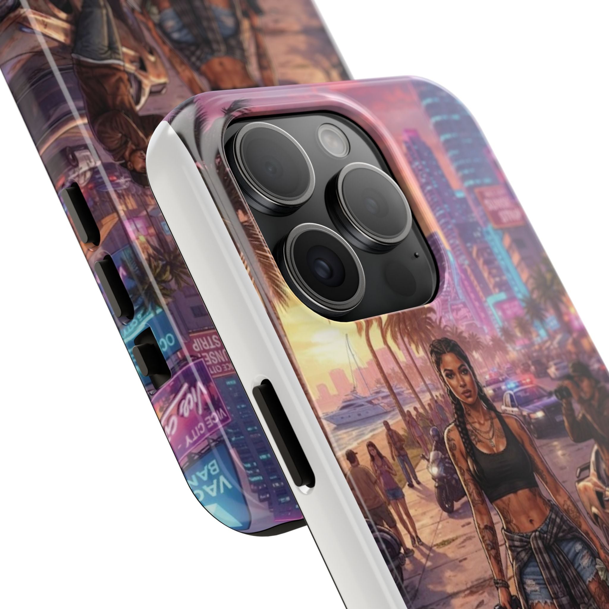 Tough Phone Case — Retro Sunset Miami Vibes with Palm Trees & Classic Car