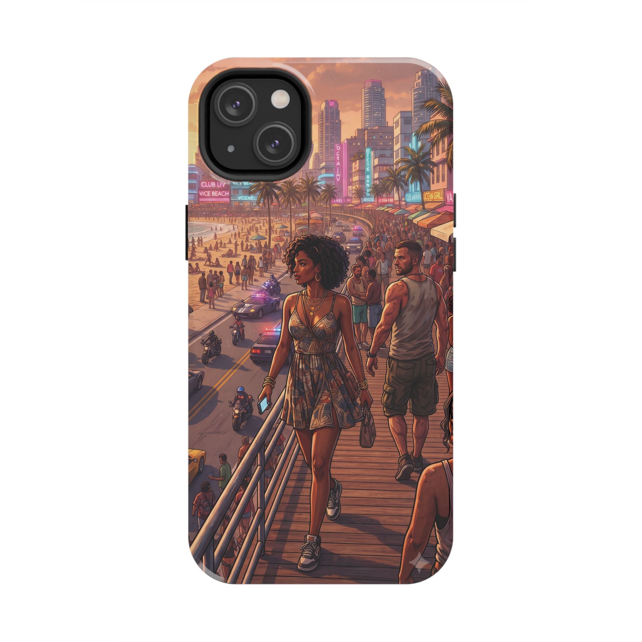 Phone Case SUN — Retro Sunset Miami Vibes with Palm Trees & Classic Car